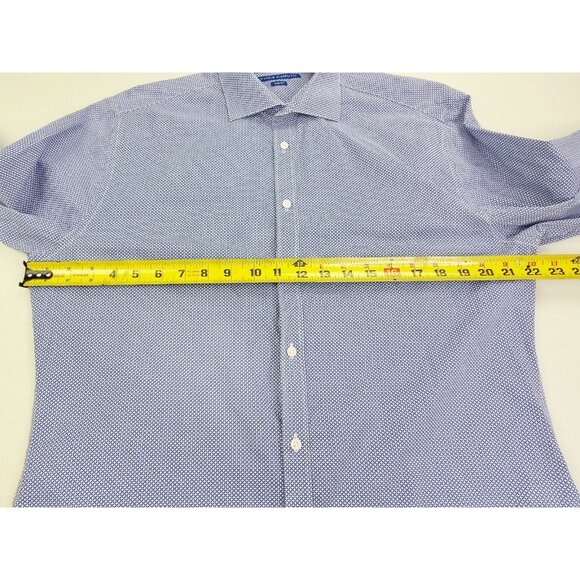 Vince Camuto Slim Fit Spread Collar Size 16 32-33 Mens Blue White Pattern Shirt - Picture 3 of 10